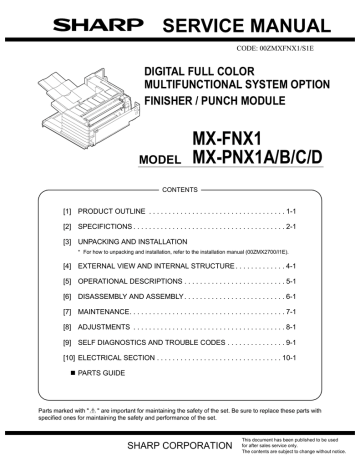 ELECTRICAL SECTION. Sharp MX-PNX1B | Manualzz ELECTRICAL SECTION. Sharp MX-PNX1B | Manualzz