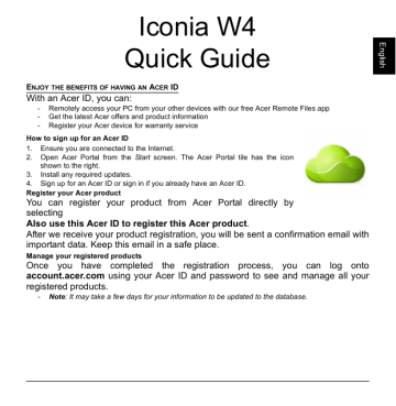 Acer Iconia W4 Setup guide | Manualzz