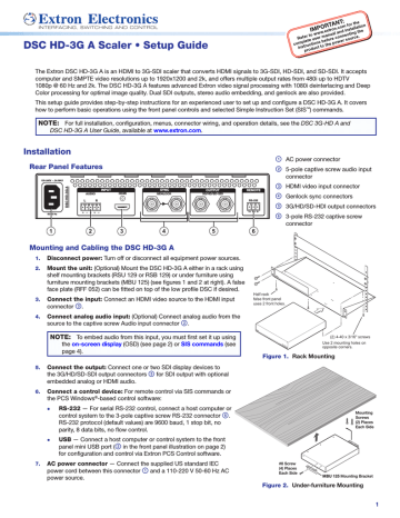 Extron electronic DSC HD-3G A Switch Setup guide | Manualzz
