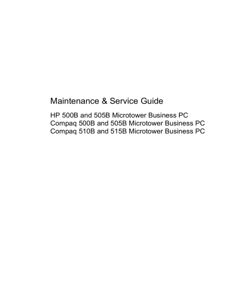 HP 510B - Minitower PC Specifications HP 510B - Minitower PC Specifications