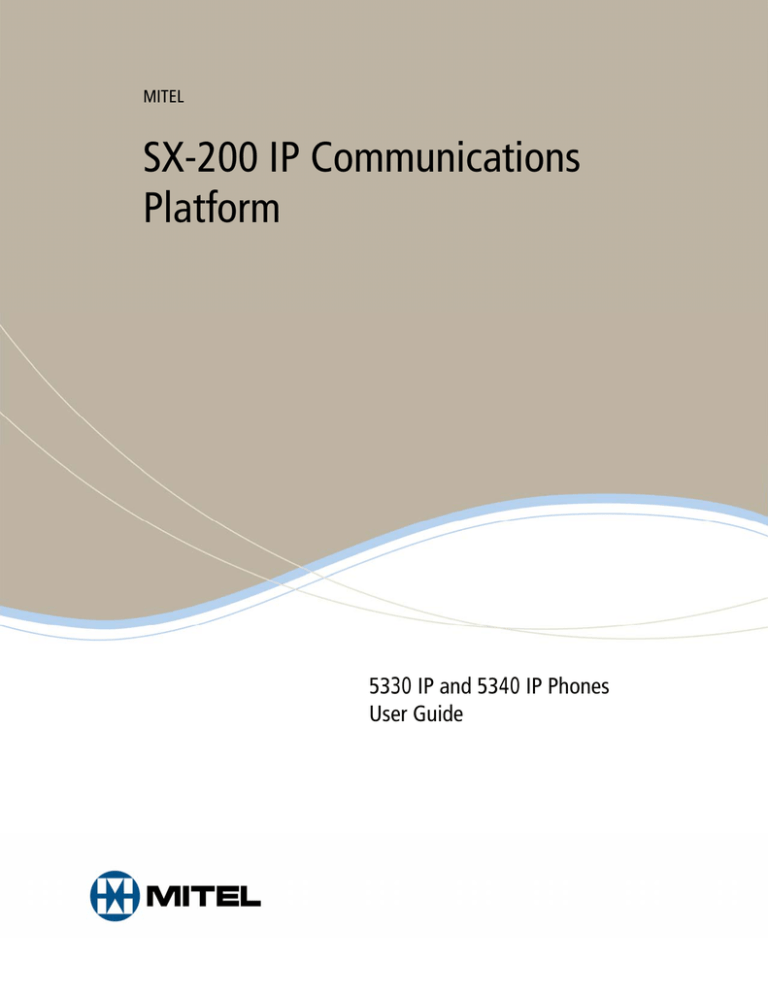 Mitel SX-200 5330 User guide Mitel SX-200 5330 User guide