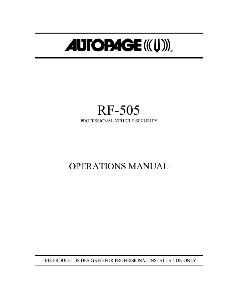 Auto Page RF-505 User manual Auto Page RF-505 User manual