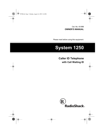 Radio Shack 1250 Owner's Manual | Manualzz