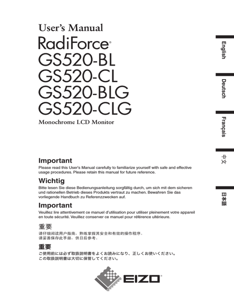 Eizo GS520-CLG User manual Eizo GS520-CLG User manual
