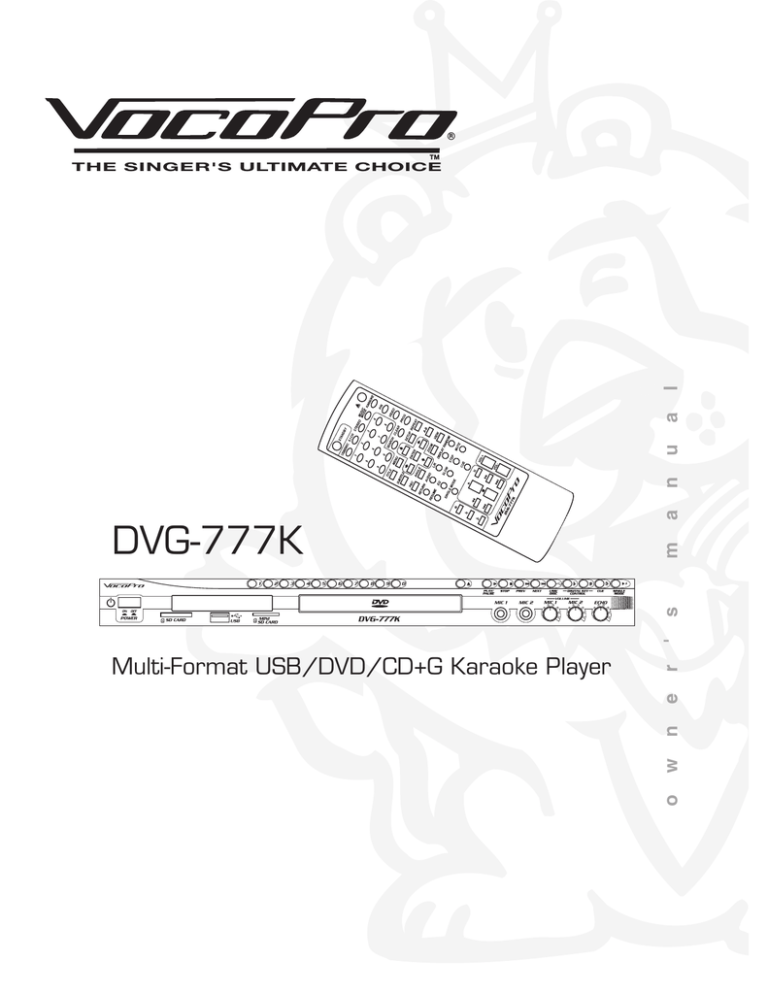 VocoPro DVG-777K Operating instructions VocoPro DVG-777K Operating instructions