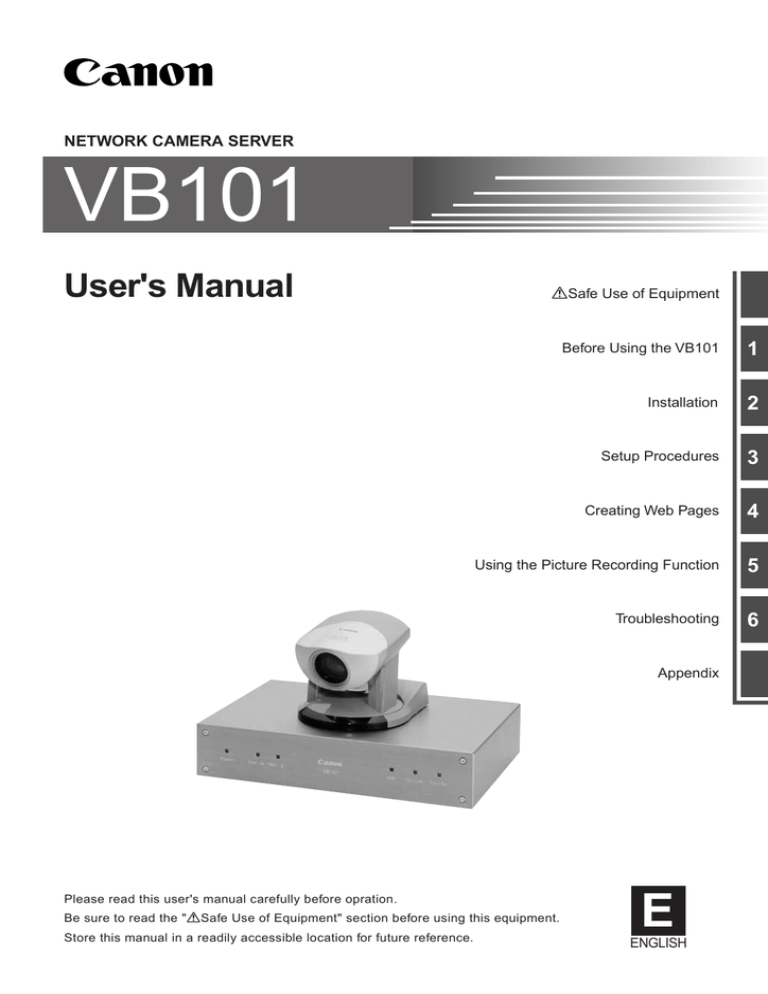 Canon VB101 User`s manual Canon VB101 User`s manual