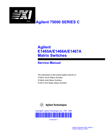 Agilent Technologies E1465A Service manual | Manualzz