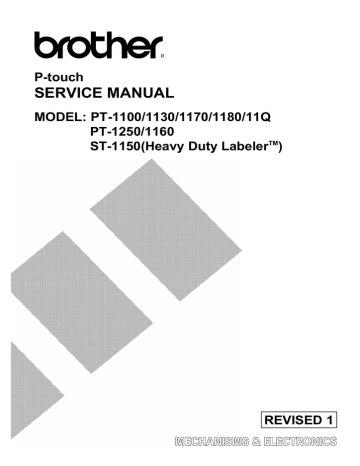 Brother P-touch PT-1160 Service manual | Manualzz Brother P-touch PT-1160 Service manual | Manualzz