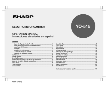 Sharp YO-500 Operation Manual | Manualzz Sharp YO-500 Operation Manual | Manualzz