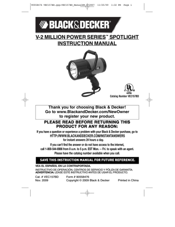 Black & Decker Power Series V-2 Million Instruction manual | Manualzz