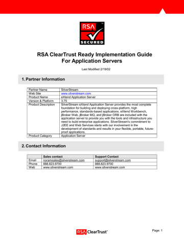 RSA Security SILVERSTREAM 3.75 User manual | Manualzz RSA Security SILVERSTREAM 3.75 User manual | Manualzz