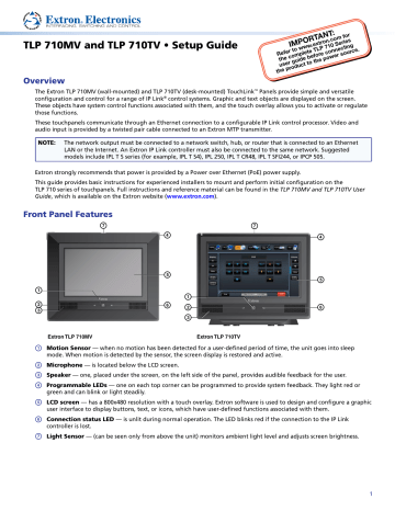 Extron electronics TLP 710TV Setup guide | Manualzz Extron electronics TLP 710TV Setup guide | Manualzz