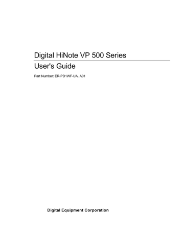 User's Guide | Digital Equipment Corporation HiNote VP 500 Series User`s guide | Manualzz