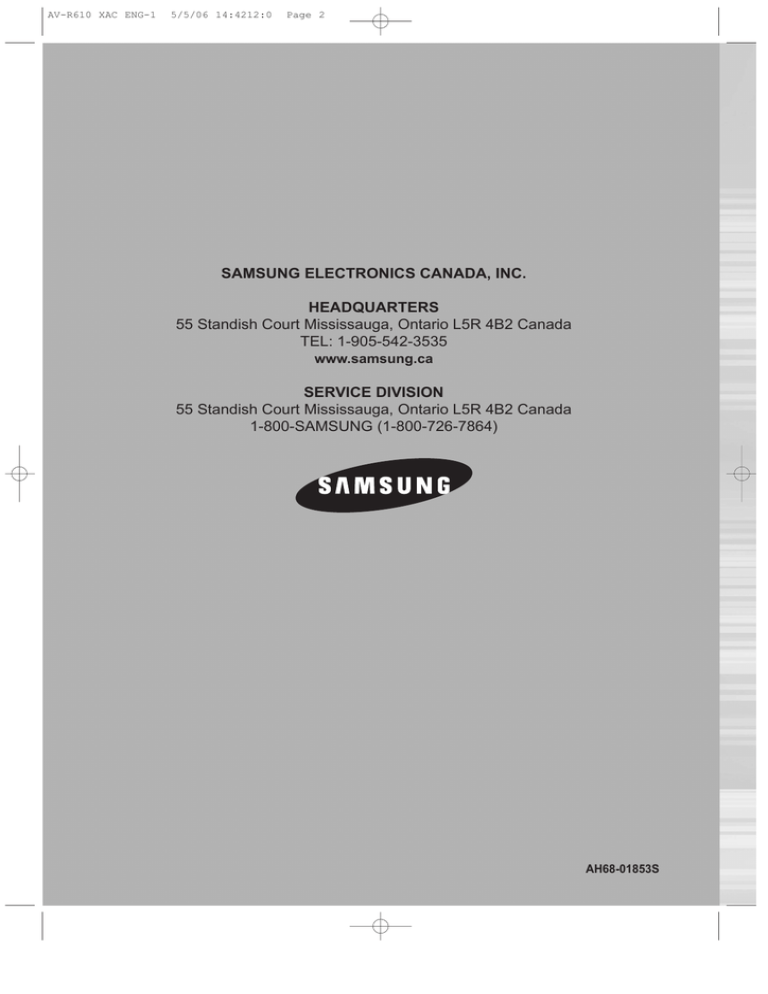 Samsung AV-R610 Instruction manual Samsung AV-R610 Instruction manual