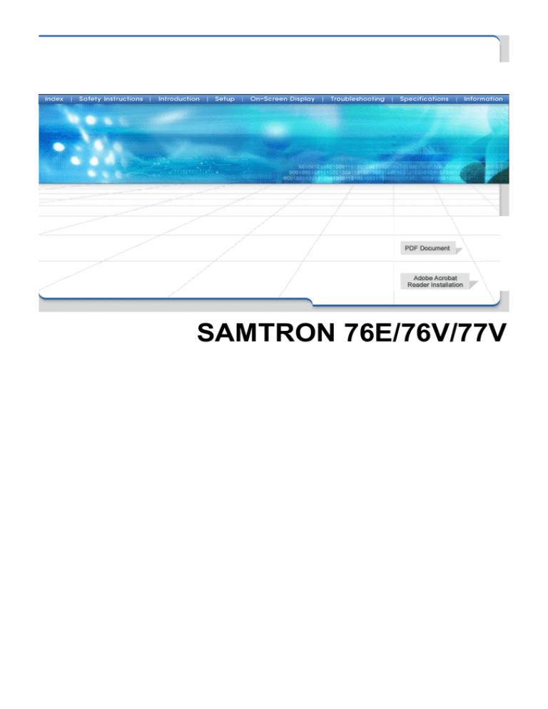 Samsung 76E, 76V, 77V Specifications Samsung 76E, 76V, 77V Specifications
