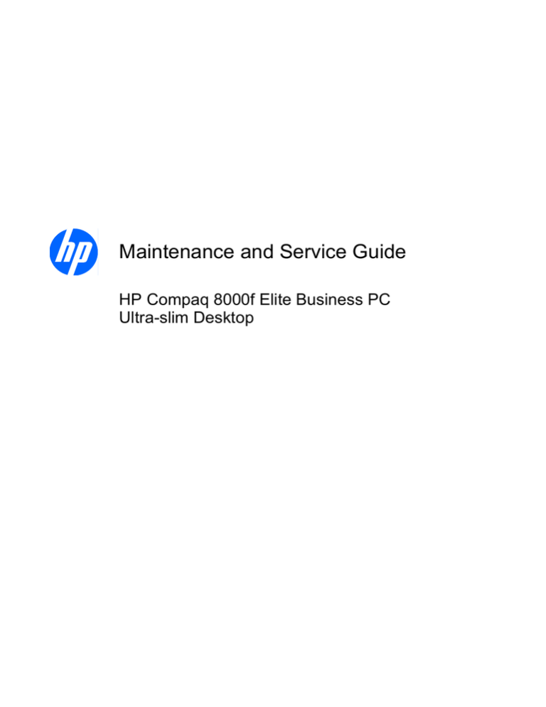 HP Compaq Elite 8000f USDT Specifications HP Compaq Elite 8000f USDT Specifications