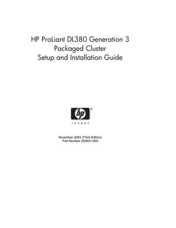 Compaq ProLiant DL380 G3 with MSA500 Installation guide Compaq ProLiant DL380 G3 with MSA500 Installation guide