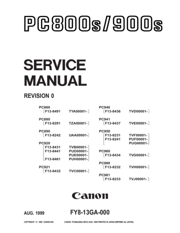 Canon PC960 Specifications Canon PC960 Specifications