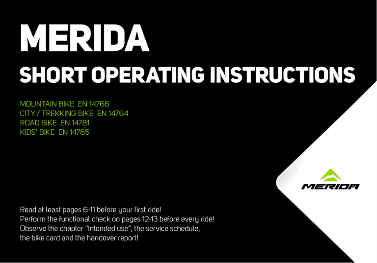 Merida Bike Operating instructions Merida Bike Operating instructions