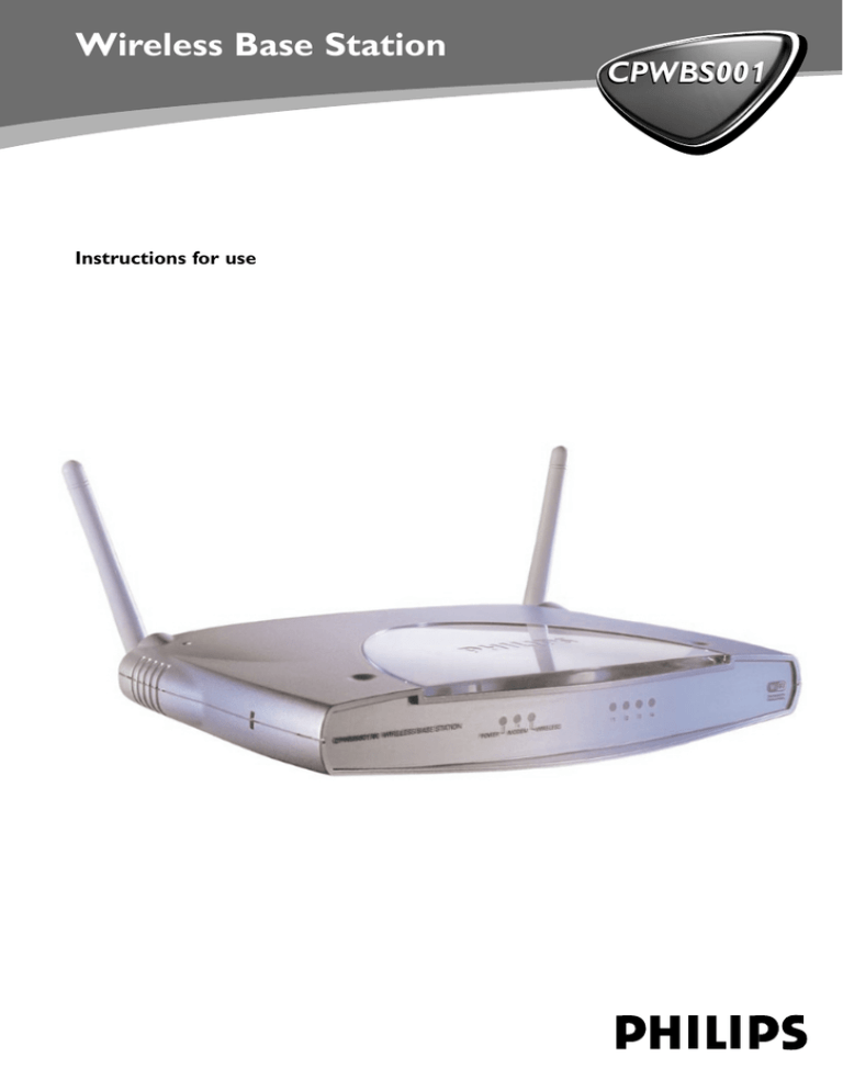 Philips CPWBS001 Specifications Philips CPWBS001 Specifications