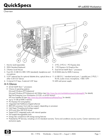 HP XW8200 QuickSpecs HP XW8200 QuickSpecs