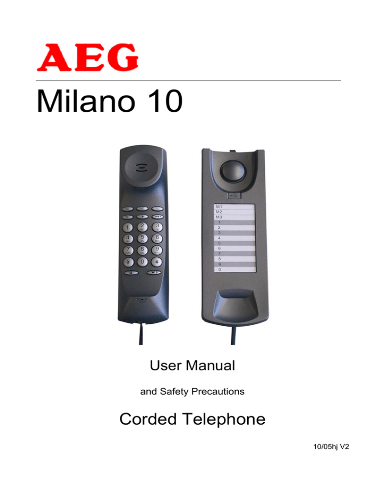 AEG Milano 10 User manual AEG Milano 10 User manual