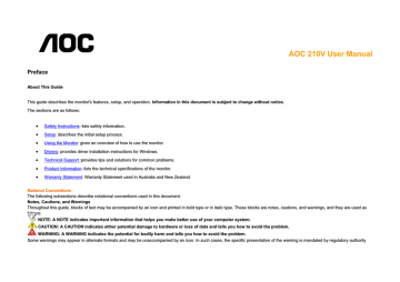 AOC 210V User manual | Manualzz AOC 210V User manual | Manualzz