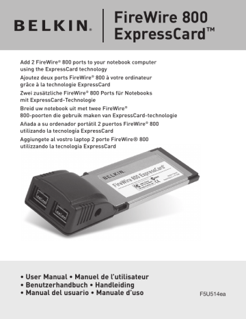 Belkin | FireWire 800 ExpressCard F5U514 | User manual | FireWire 800 ExpressCard™ | Manualzz