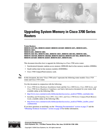 Cisco Systems 3745 Series Network Router User manual | Manualzz Cisco Systems 3745 Series Network Router User manual | Manualzz