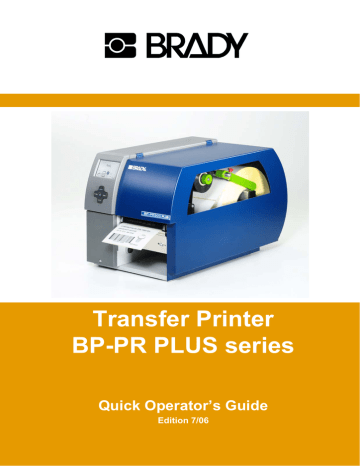 Brady BP-PR PLUS Series Quick Operator's Manual | Manualzz