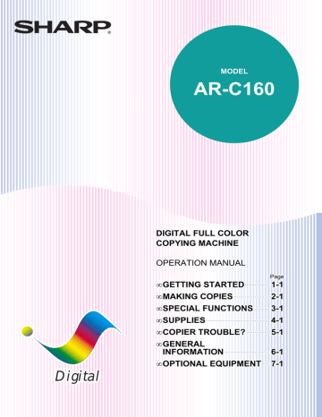 Sharp AR-C160 Specification Sharp AR-C160 Specification