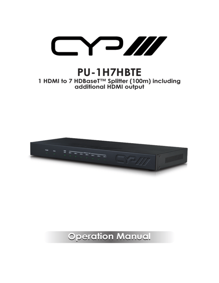 CYP CHDBT-1H7CE, PU-1H7HBTE User manual CYP CHDBT-1H7CE, PU-1H7HBTE User manual