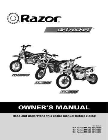 Razor Dirt Rocket MX350 Owner's Manual | Manualzz