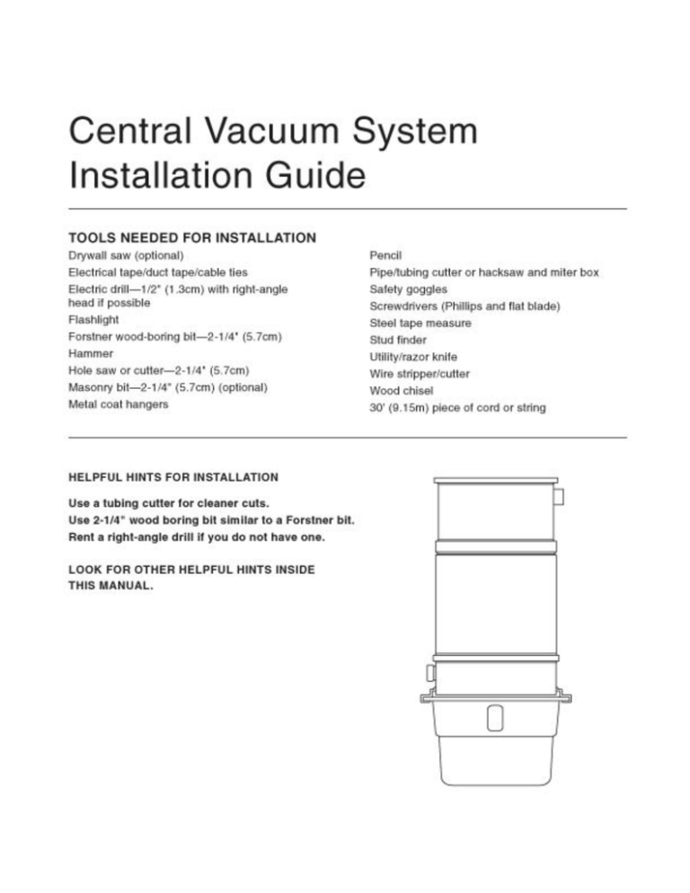 Beam Central Vacuum Systems Owner's manual Beam Central Vacuum Systems Owner's manual
