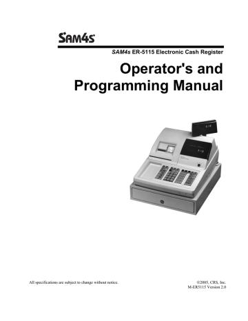 Sam4s ER-5115 Specification Sam4s ER-5115 Specification
