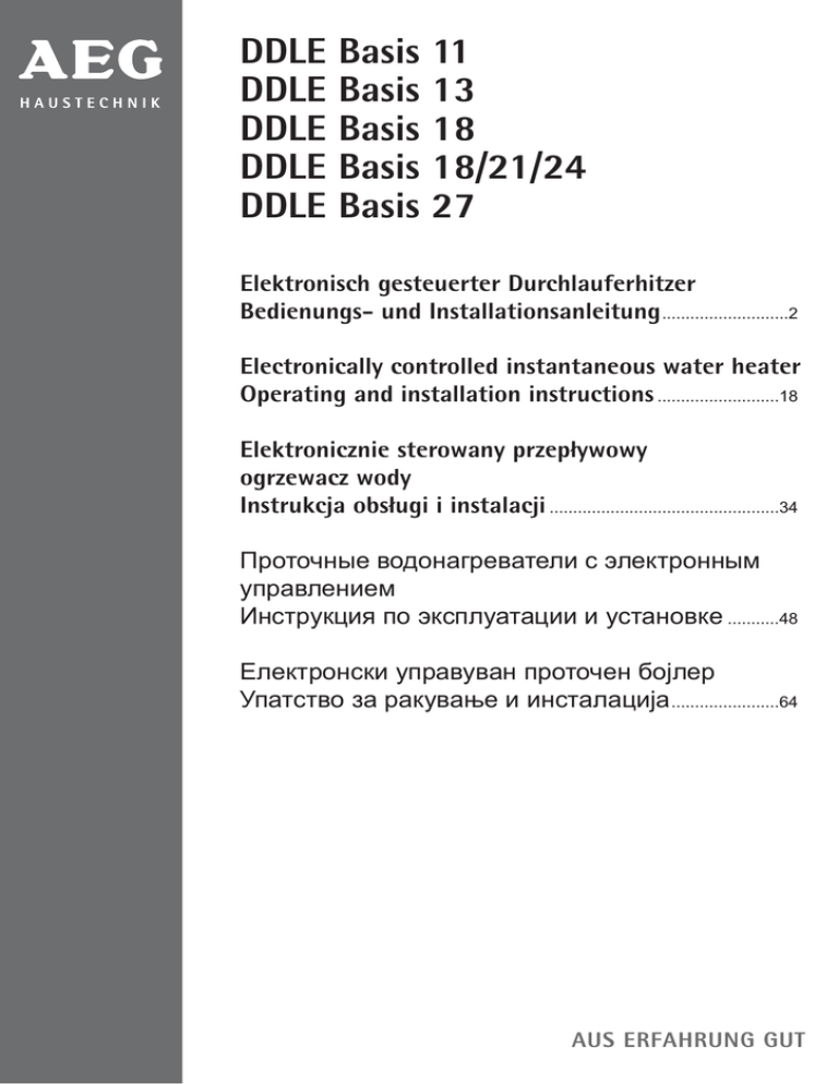 AEG DDLE Basis 13 Operating instructions AEG DDLE Basis 13 Operating instructions