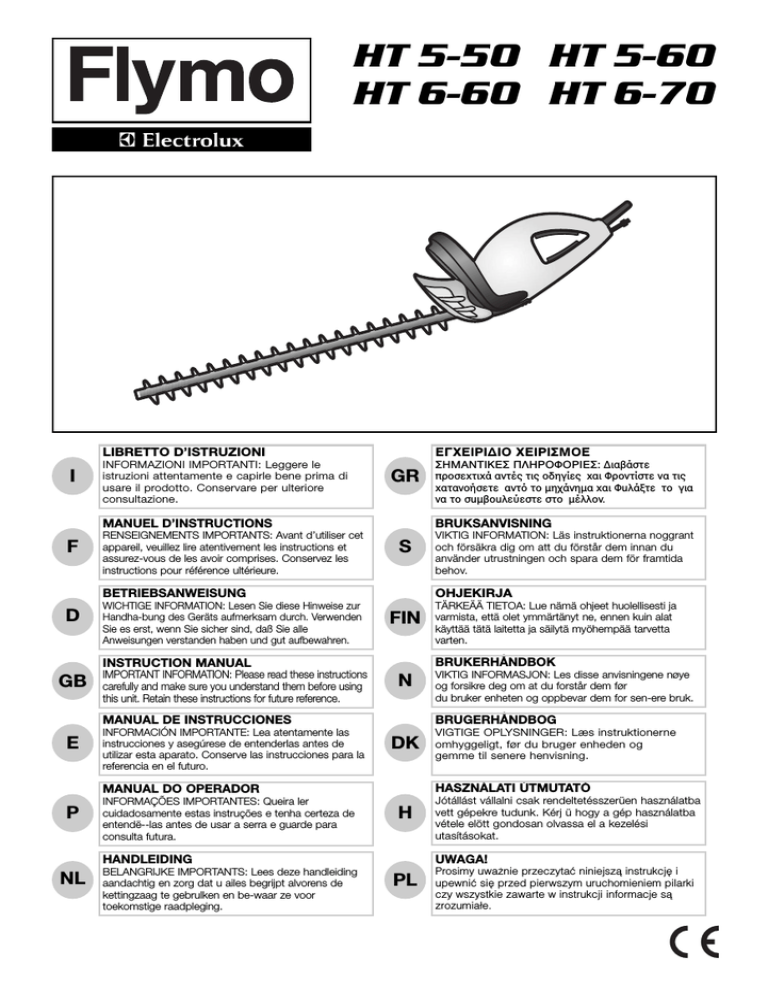 Electrolux Hedge trimmer User manual Electrolux Hedge trimmer User manual