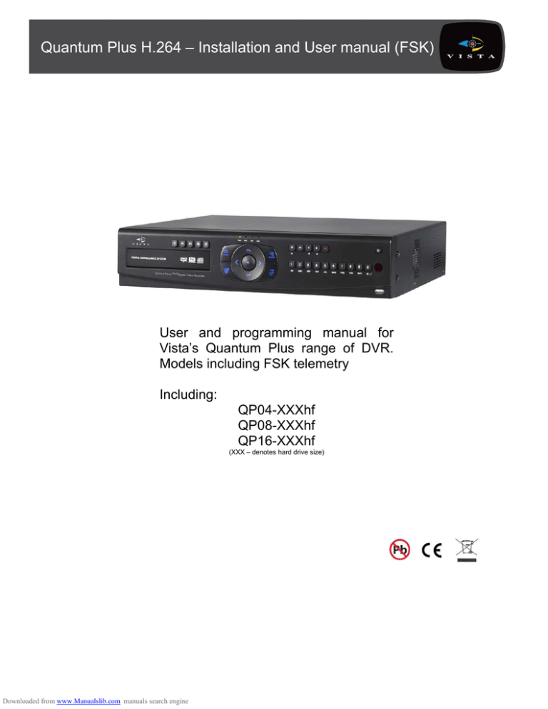 Vista QP04 series User manual Vista QP04 series User manual