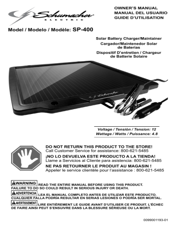 Schumacher SP-400 Owner`s manual | Manualzz