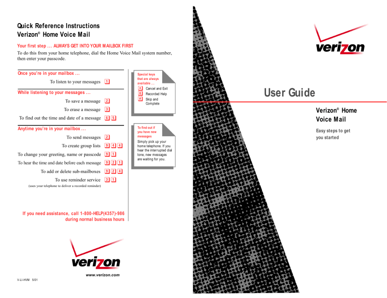 Verizon Business Voice Mail User manual Verizon Business Voice Mail User manual