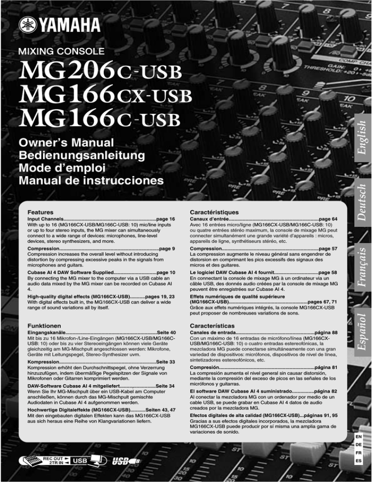 Yamaha MG206c-USB, MG166CX-USB, MG166C-USB User manual Yamaha MG206c-USB, MG166CX-USB, MG166C-USB User manual