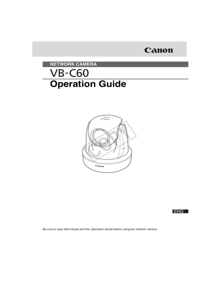 Canon Vb-C60 - Ptz Network Camera Installation guide Canon Vb-C60 - Ptz Network Camera Installation guide