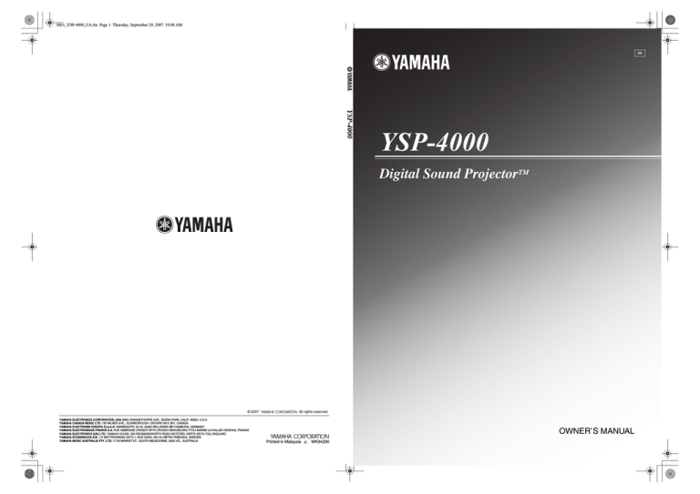 Yamaha YSP-4000BL Owner's manual Yamaha YSP-4000BL Owner's manual