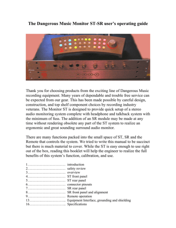 Dan gerous Music Monitor SR Surround expansion module Operating Guide | Manualzz