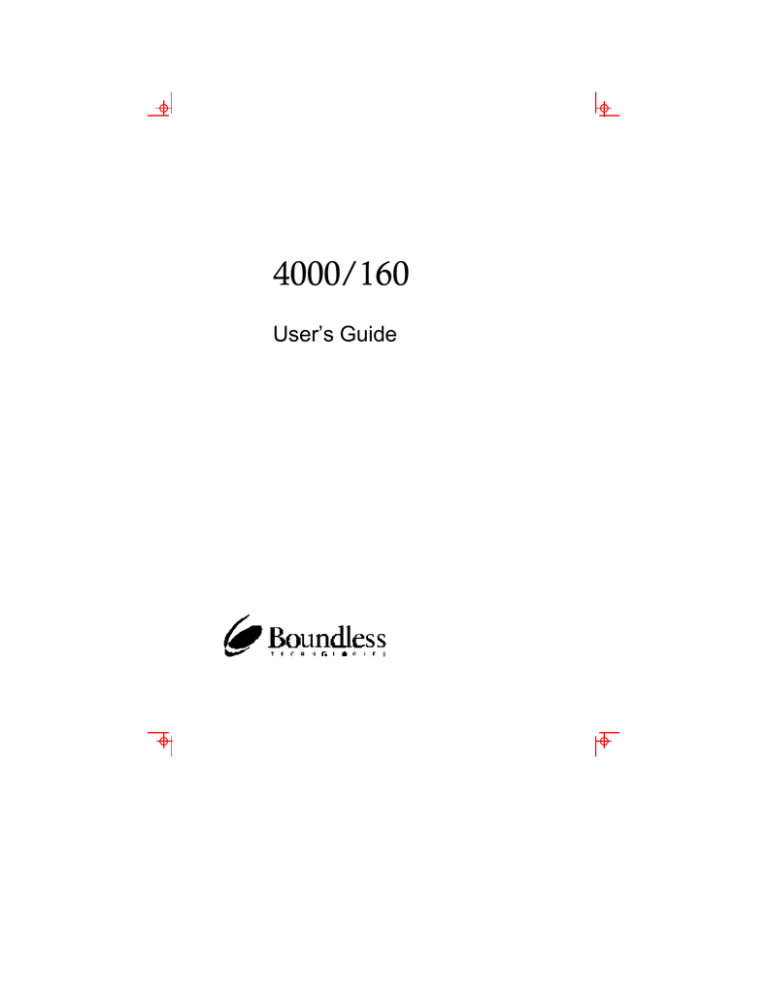 Boundless ADDS 4000/160 User guide Boundless ADDS 4000/160 User guide