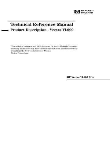 HP Vectra Vli 8SF Specification HP Vectra Vli 8SF Specification