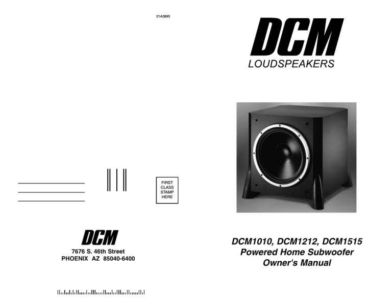 Dcm DCM1515, DCM1010, DCM1212 Owner's manual Dcm DCM1515, DCM1010, DCM1212 Owner's manual