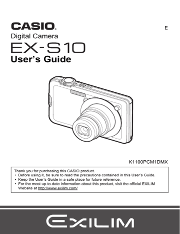 Casio EX-S10RD - EXILIM CARD Digital Camera User's Guide Casio EX-S10RD - EXILIM CARD Digital Camera User's Guide