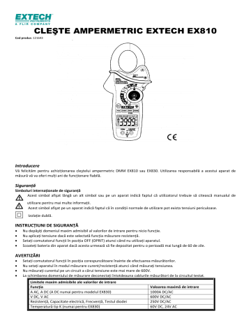 Extech Instruments EX810 User manual Extech Instruments EX810 User manual