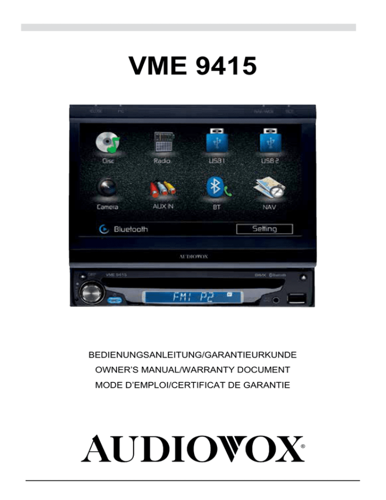 Audiovox VOM-78 Owner's manual Audiovox VOM-78 Owner's manual